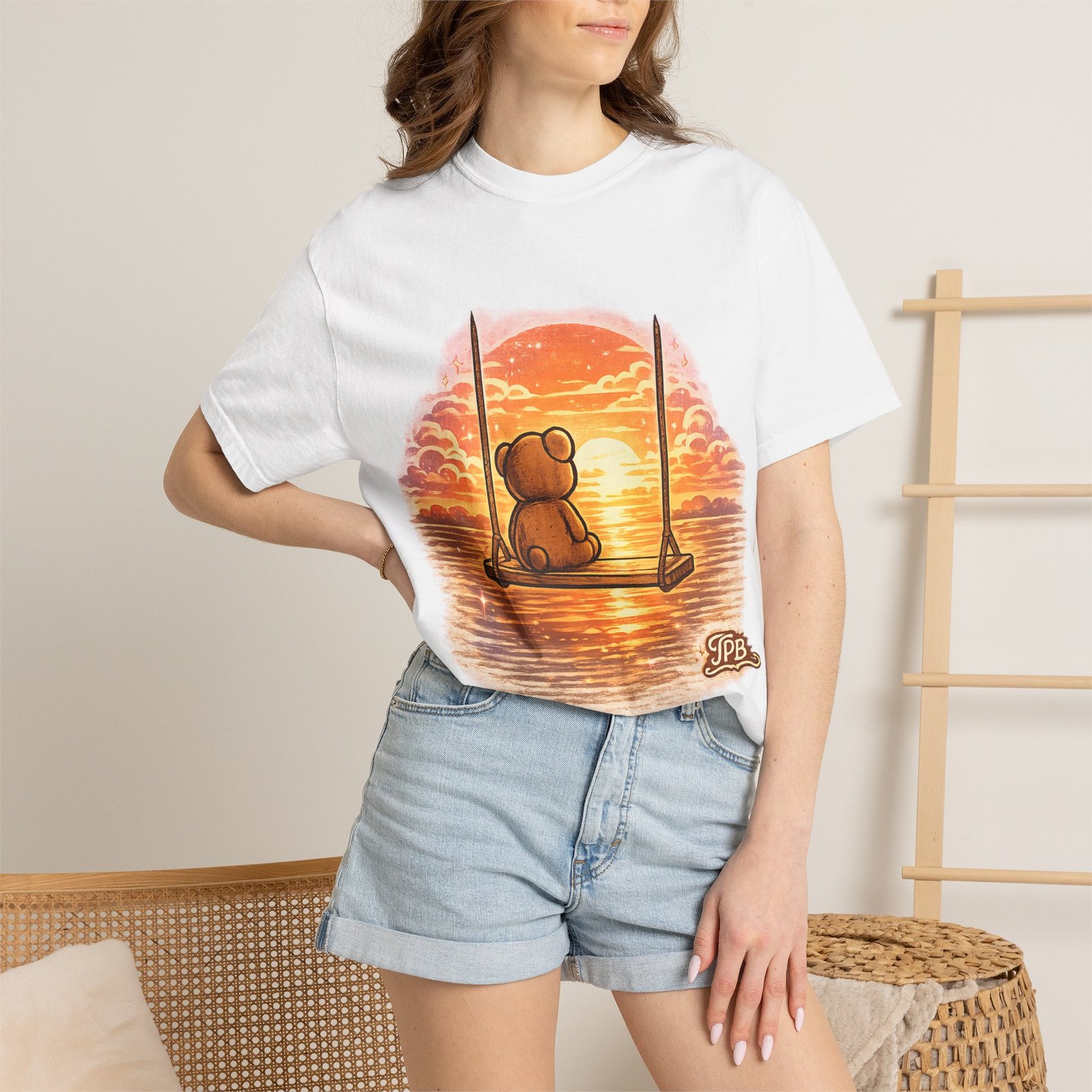 Teddy on Swing Sunset Tee - Image 4
